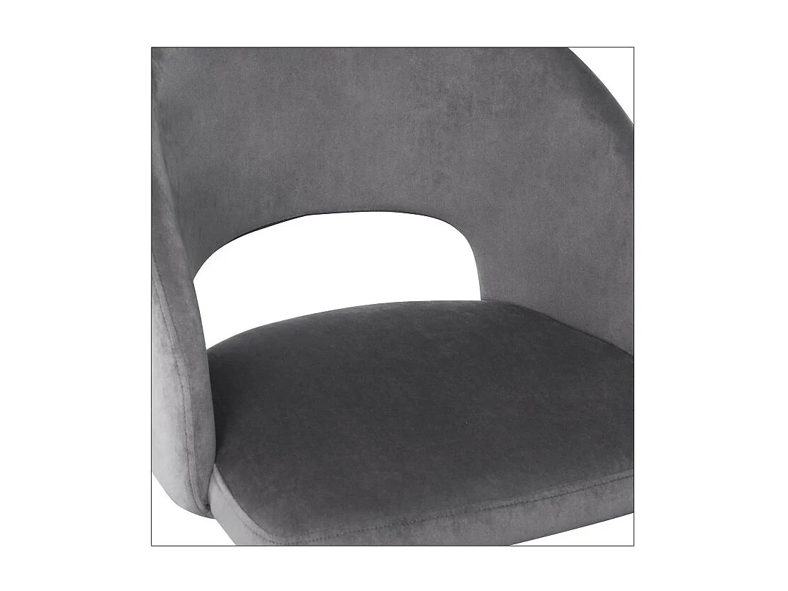 Sedia contemporanea FERGIE in velluto grigio con gambe in metallo nero