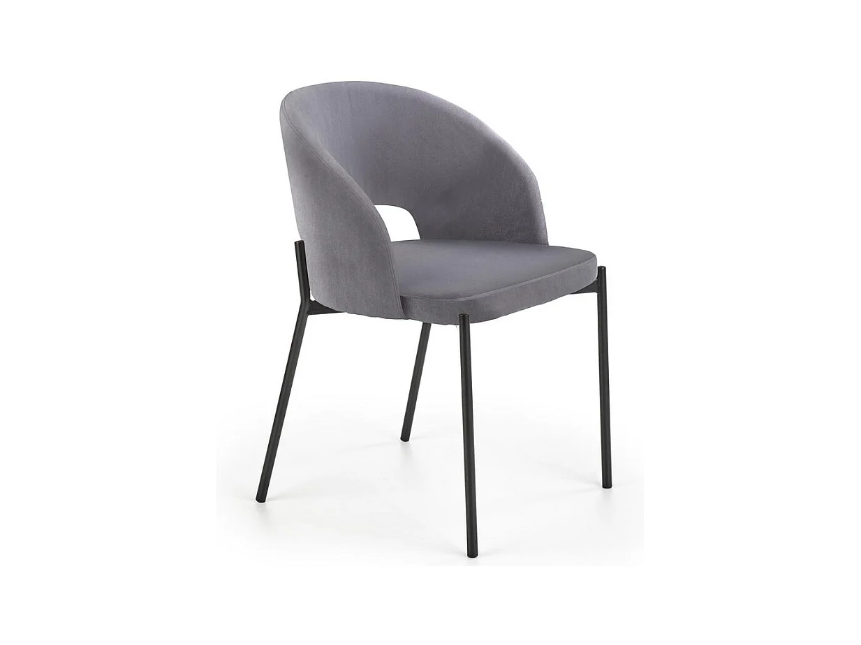 Chaise contemporaine en velours gris avec pieds en métal noir FERGIE