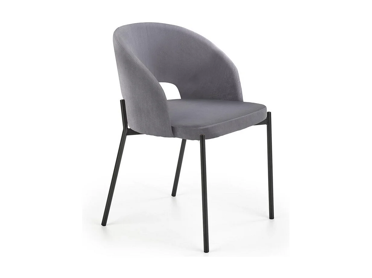 Chaise contemporaine en velours gris avec pieds en métal noir FERGIE