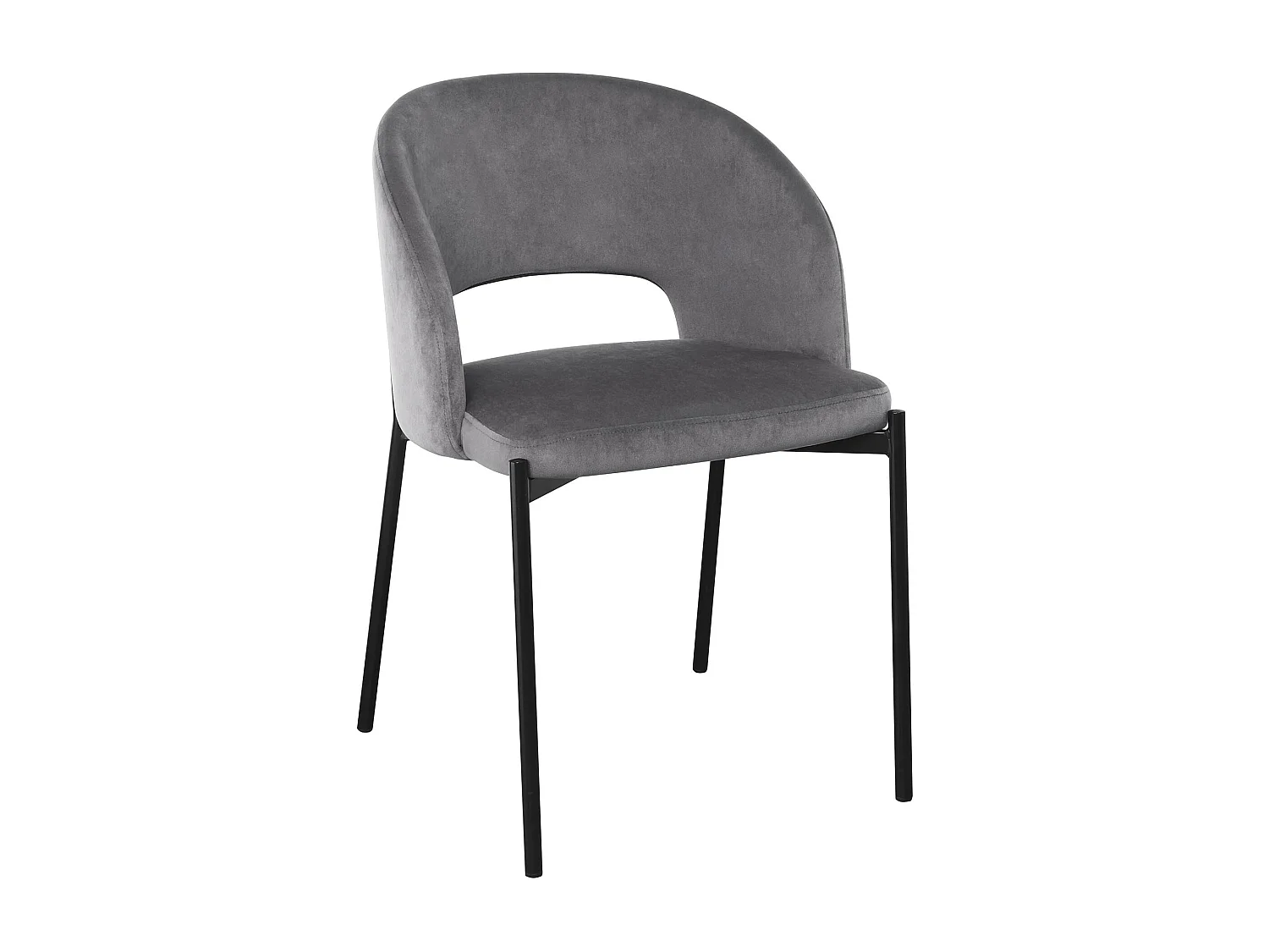 Chaise contemporaine en velours gris avec pieds en métal noir FERGIE