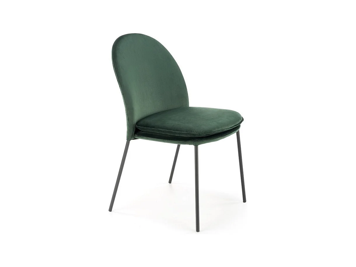 Chaise en velours vert avec fins pieds en métal noir MEET
