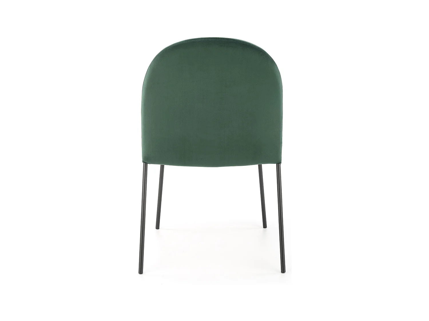 Silla de terciopelo verde con finas patas de metal negro MEET