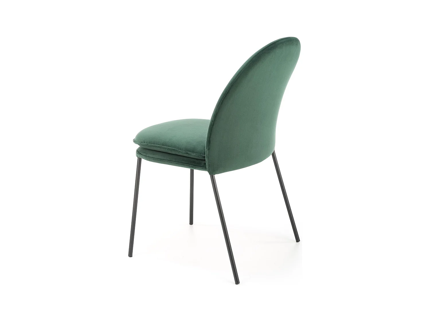 Silla de terciopelo verde con finas patas de metal negro MEET