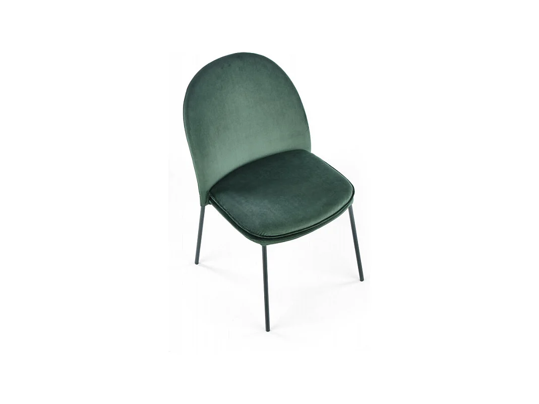 Silla de terciopelo verde con finas patas de metal negro MEET