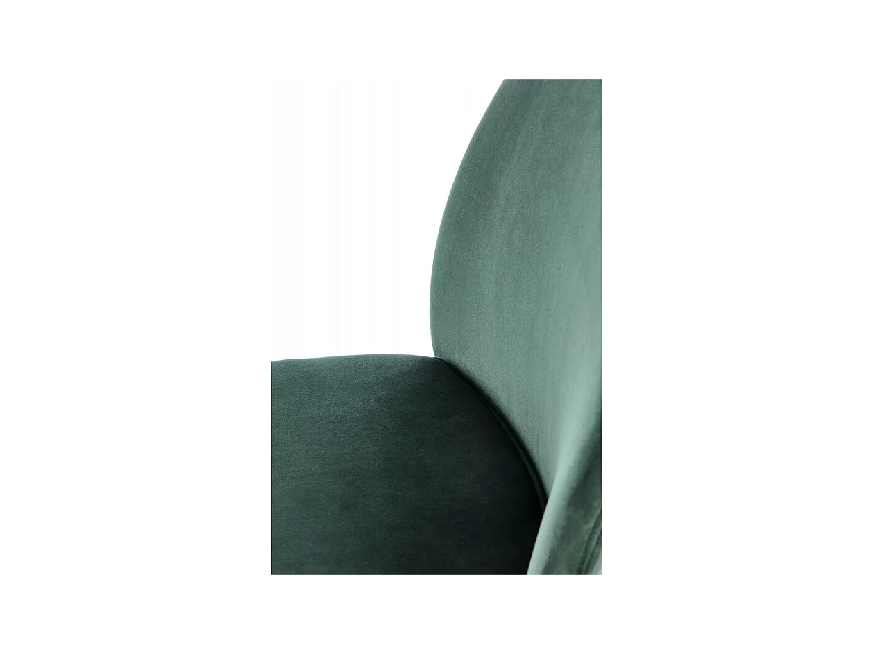 Silla de terciopelo verde con finas patas de metal negro MEET