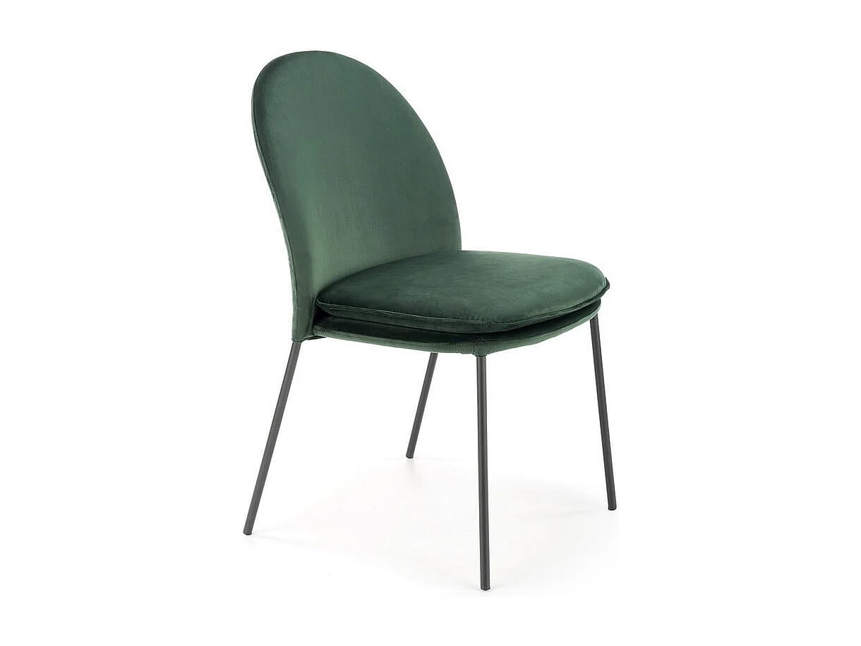 Sedia in velluto verde con gambe sottili in metallo nero MEET