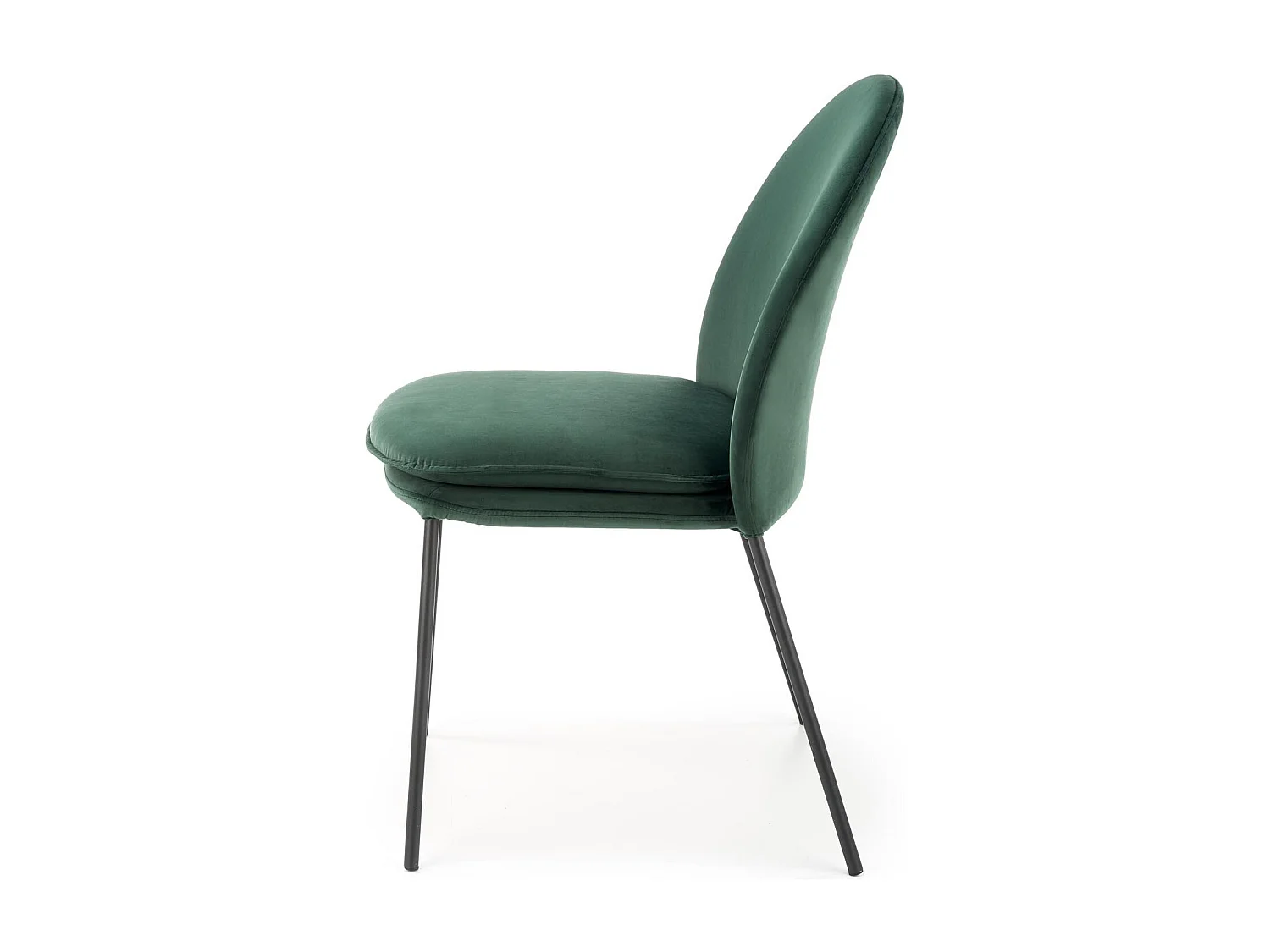 Sedia in velluto verde con gambe sottili in metallo nero MEET