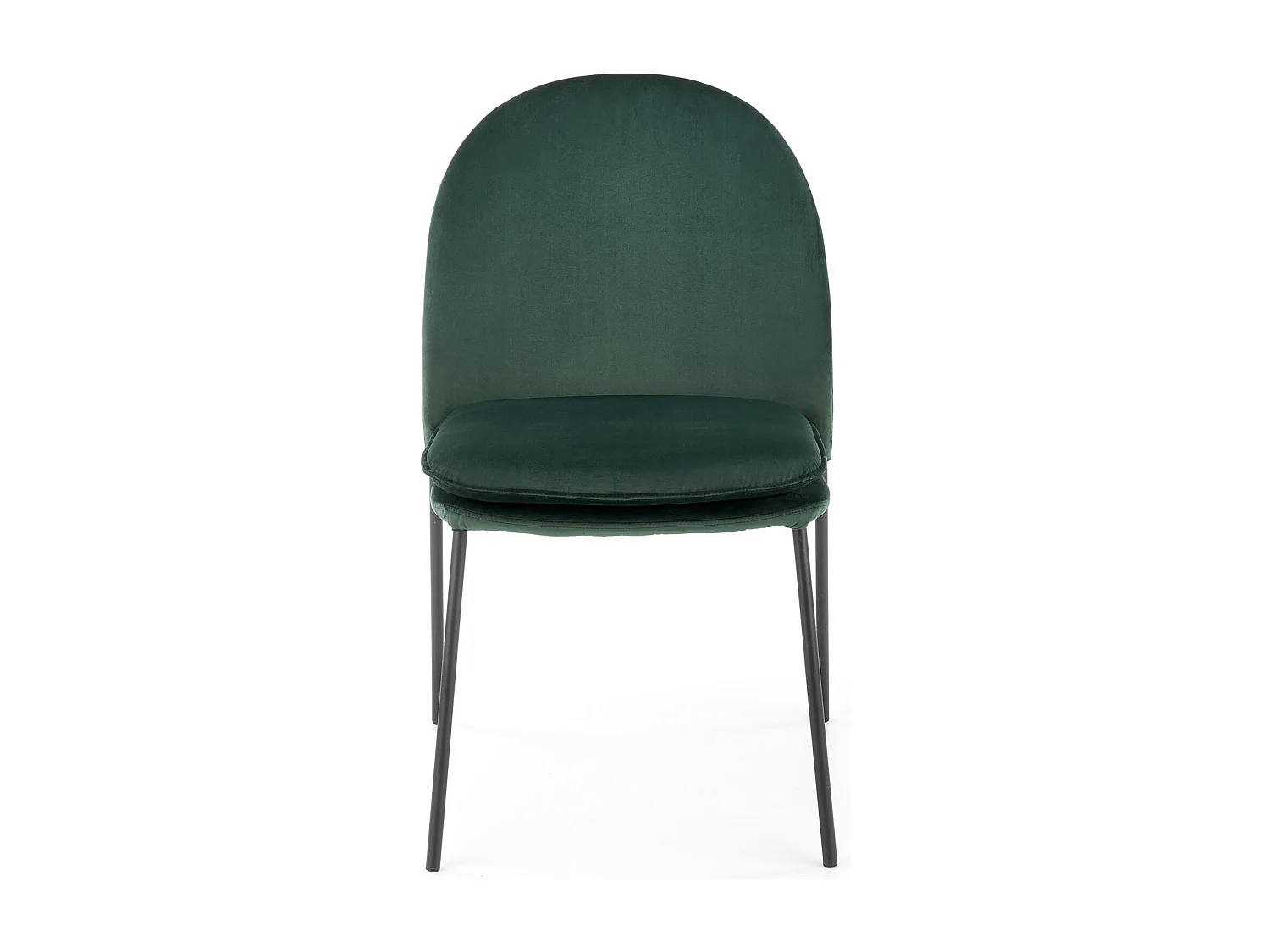 Sedia in velluto verde con gambe sottili in metallo nero MEET
