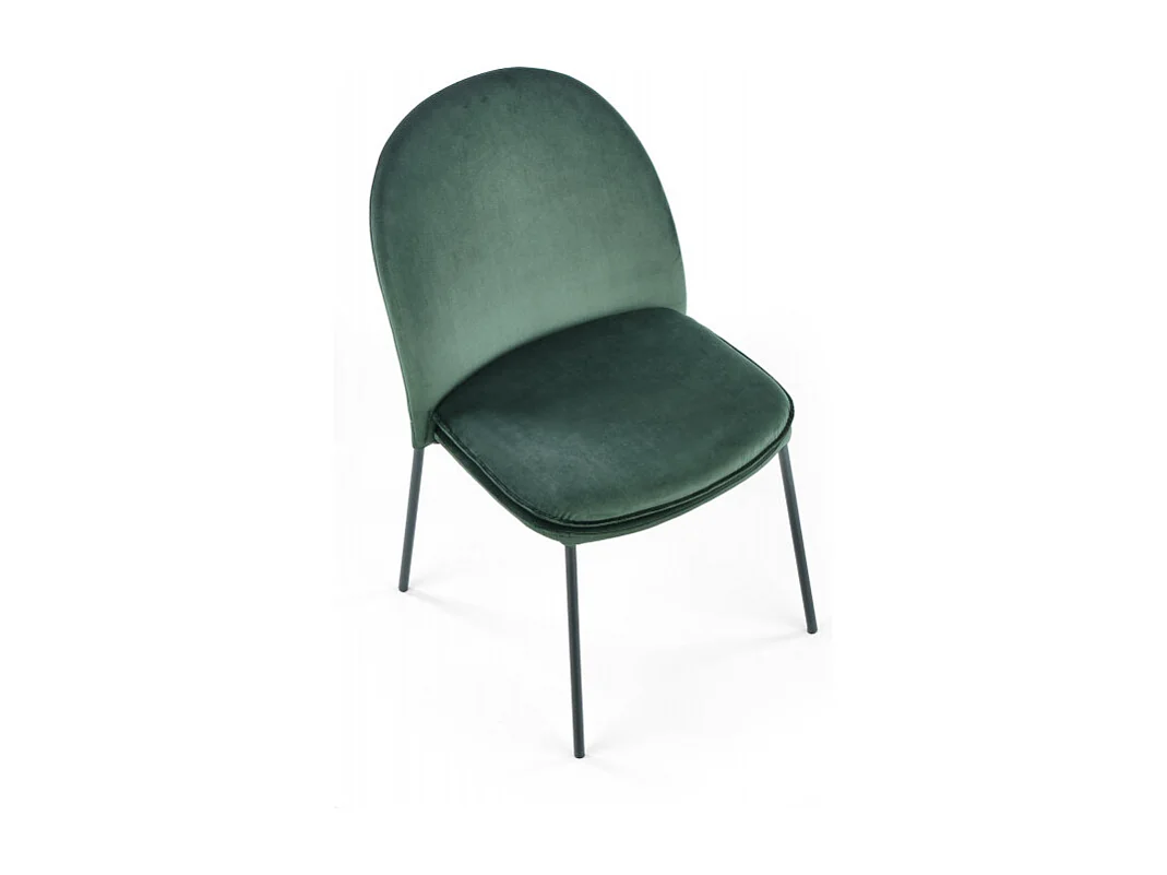 Sedia in velluto verde con gambe sottili in metallo nero MEET