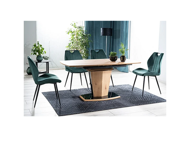 Sedia di design Skal in metallo nero e velluto verde