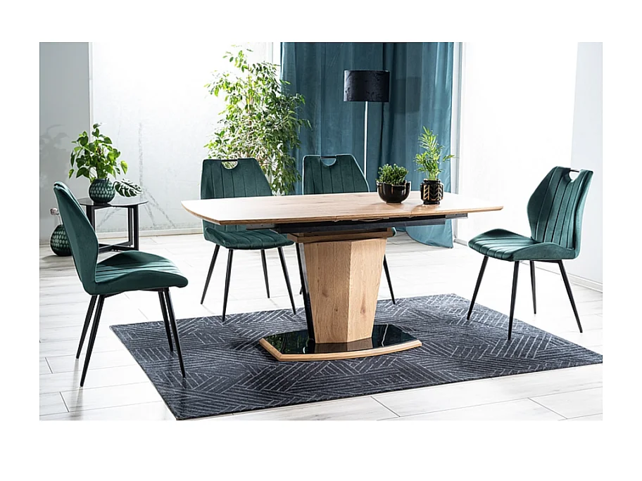 Chaise design métal noir et velours vert Skal