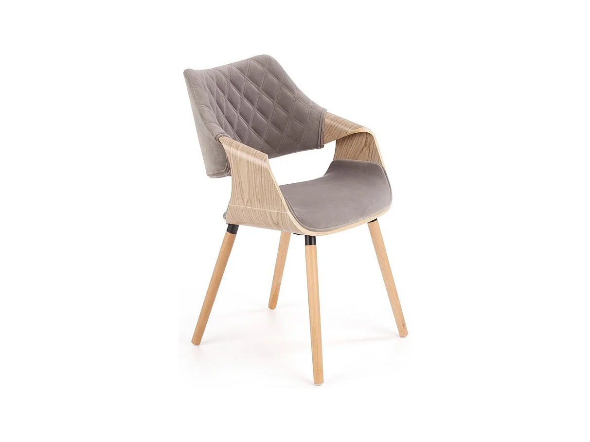 Silla MELO de diseño retro en roble claro y gris
