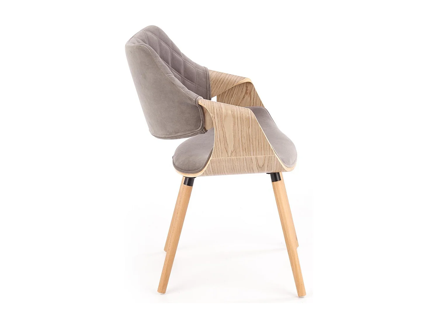 Sedia di design retrò MELO in rovere chiaro e grigio