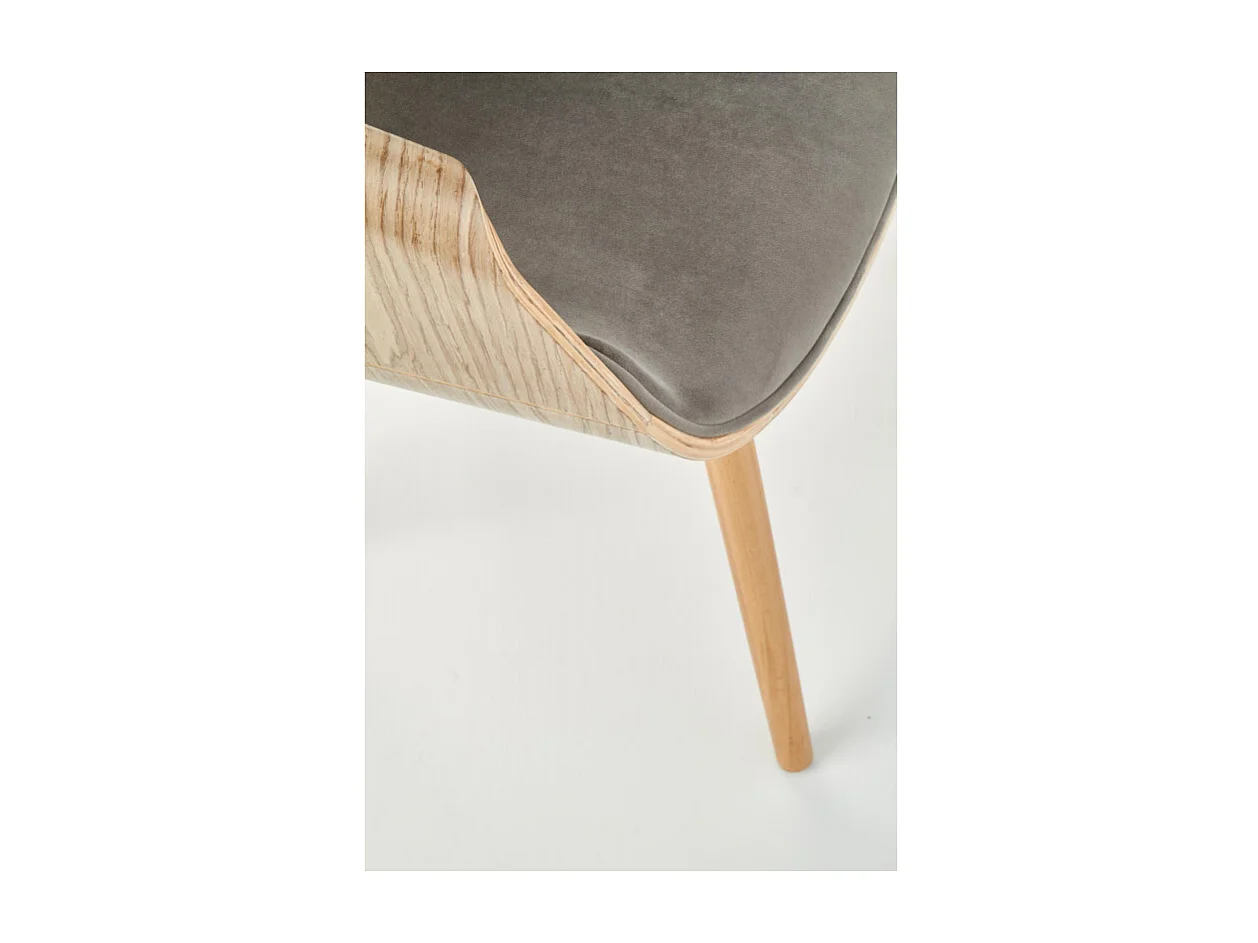 Sedia di design retrò MELO in rovere chiaro e grigio