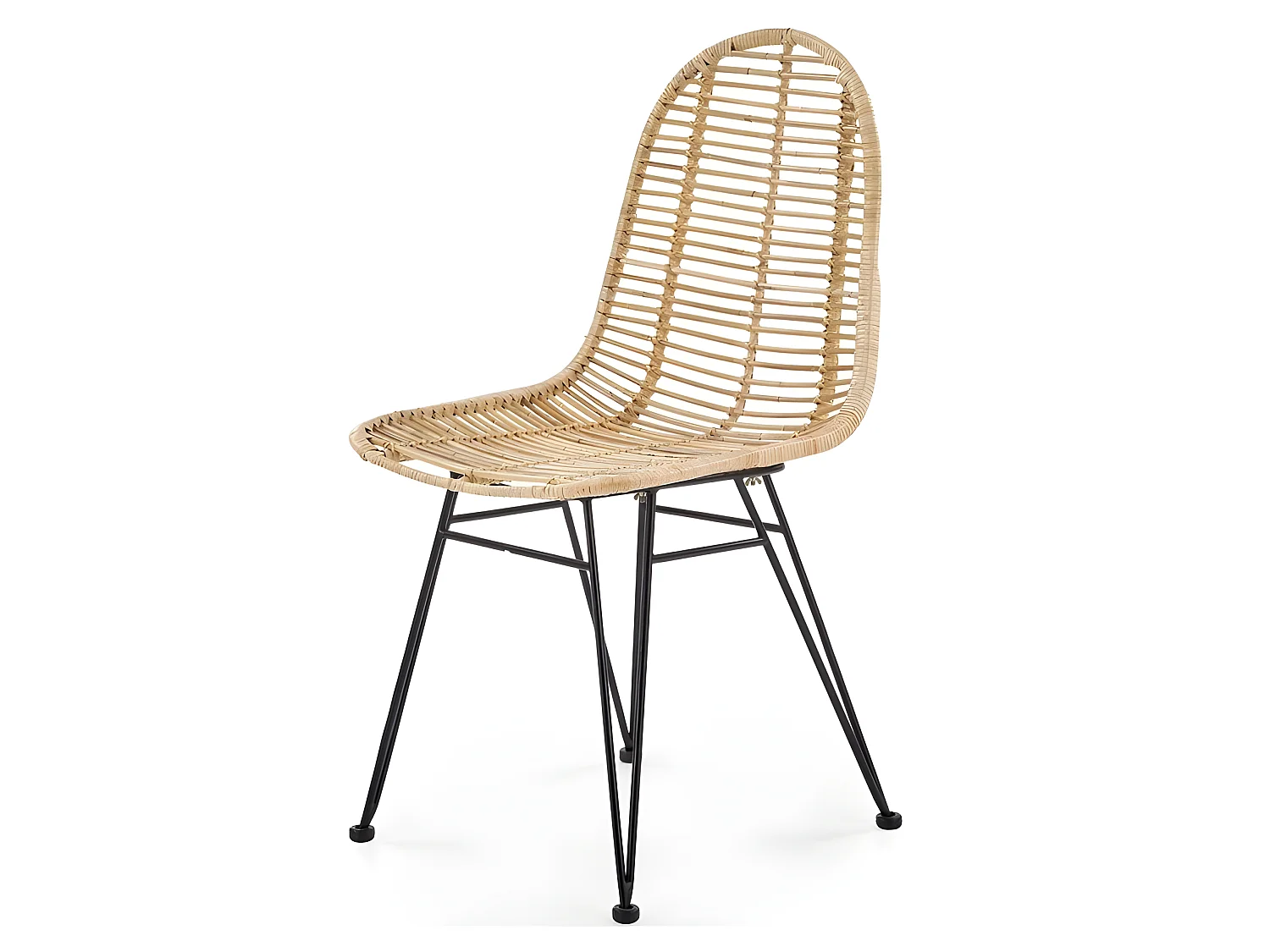 Silla de ratán natural con patas de acero negro Miel