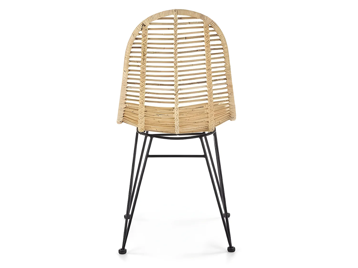 Silla de ratán natural con patas de acero negro Miel