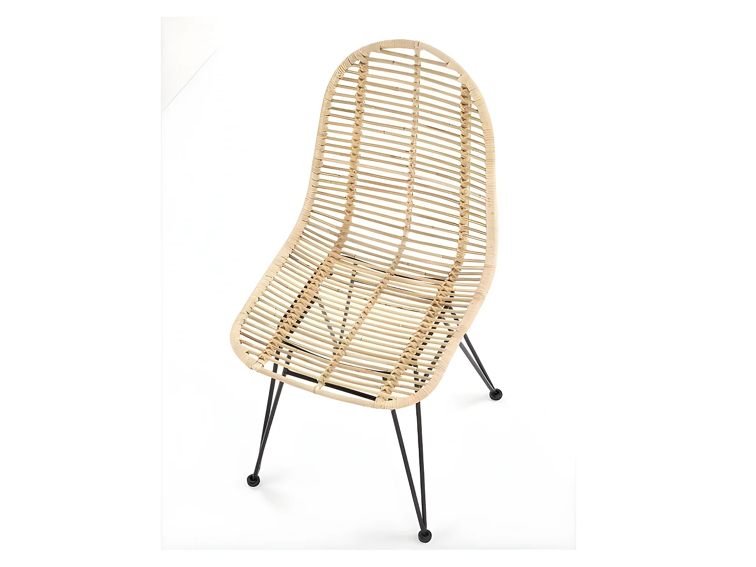 Silla de ratán natural con patas de acero negro Miel