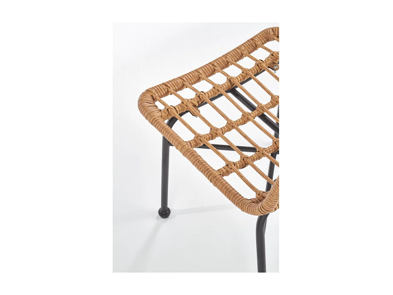 Silla SOLO de ratán sintético con patas de acero negro