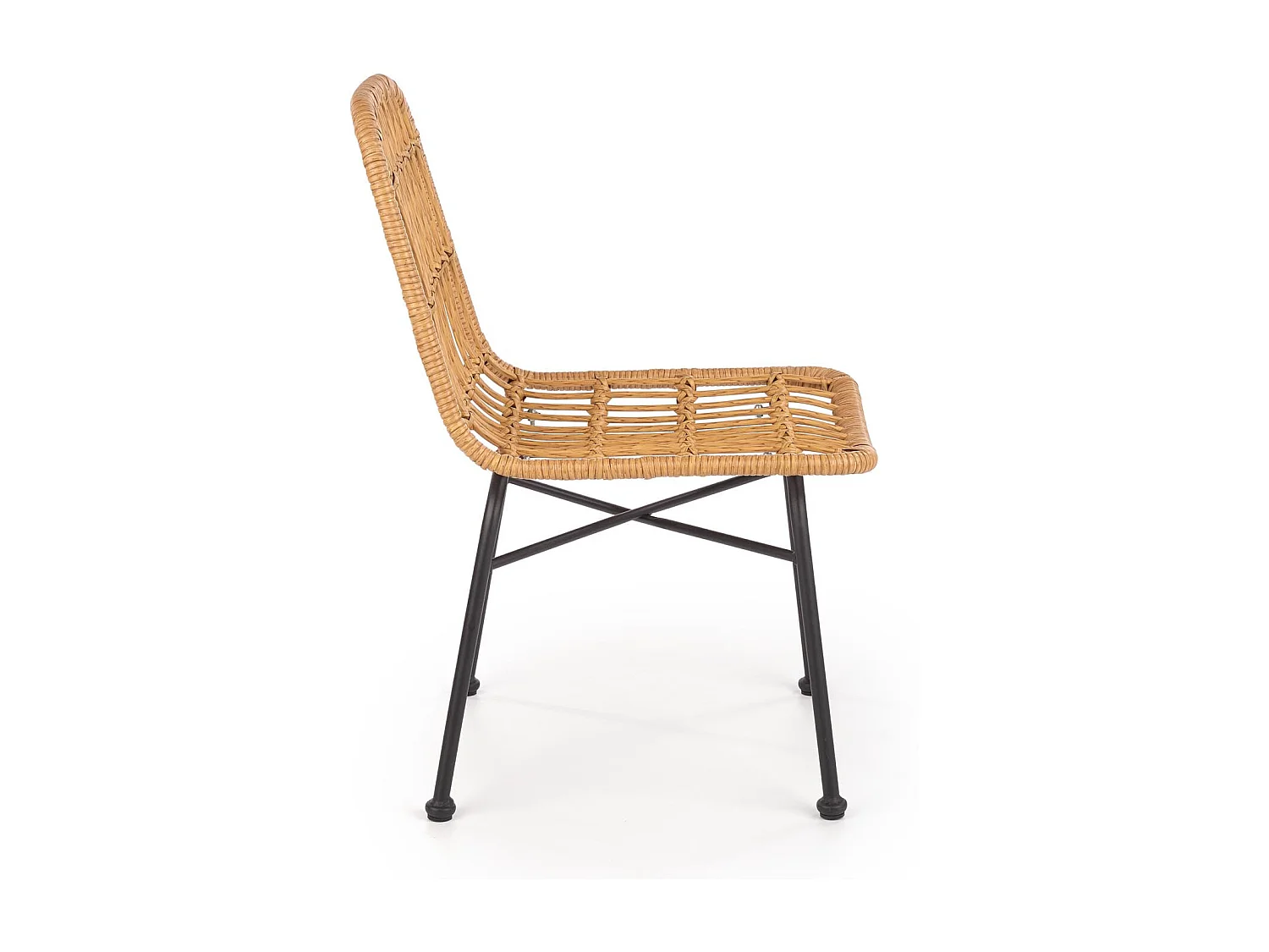 Silla SOLO de ratán sintético con patas de acero negro