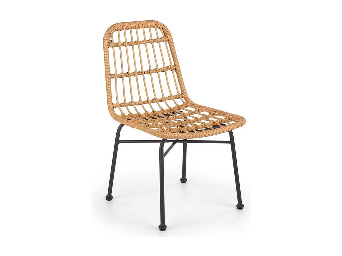Chaise en rotin synthétique avec pieds en acier noir SOLO