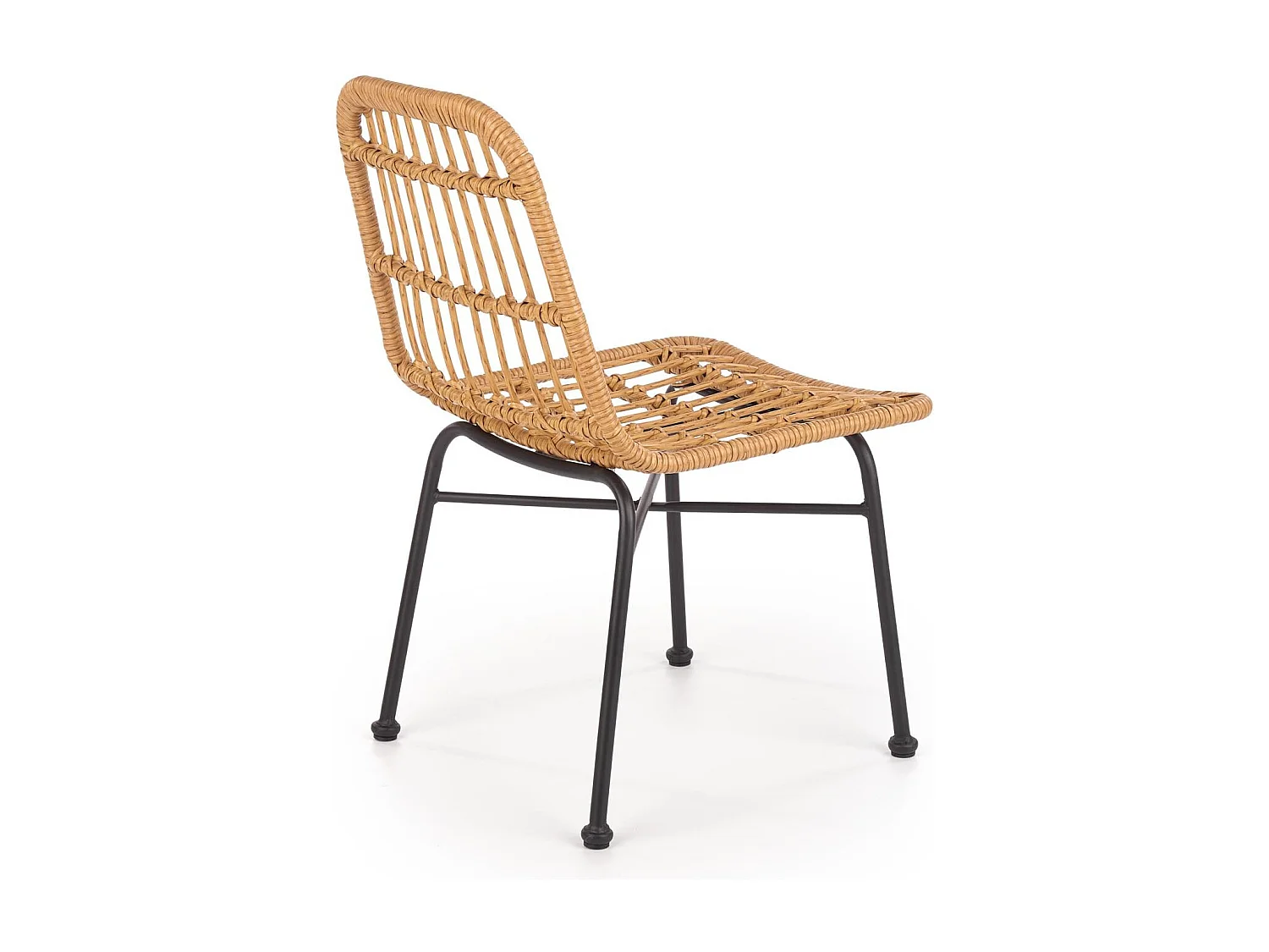 Chaise en rotin synthétique avec pieds en acier noir SOLO