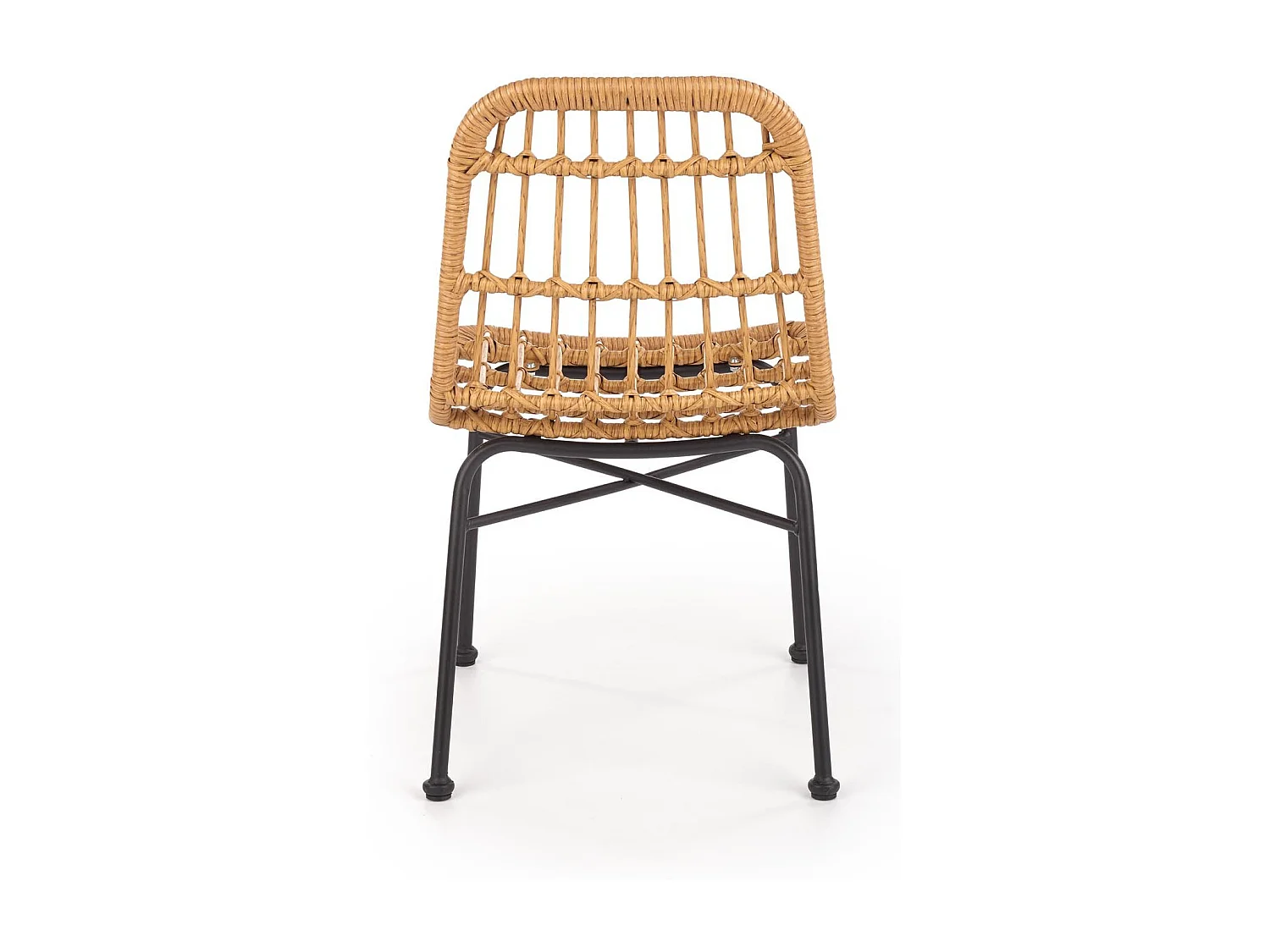 Chaise en rotin synthétique avec pieds en acier noir SOLO
