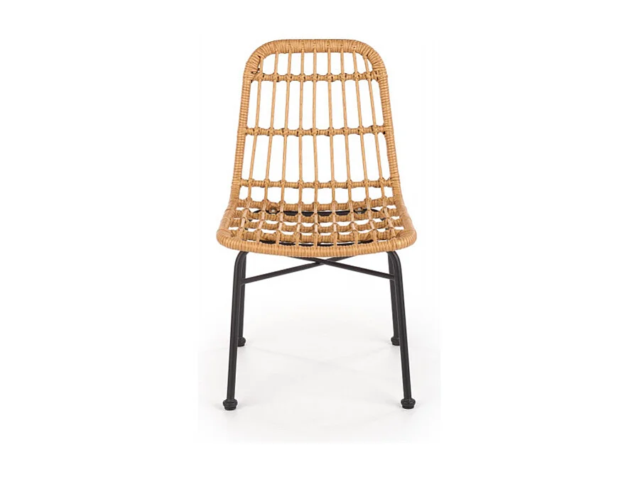 Chaise en rotin synthétique avec pieds en acier noir SOLO