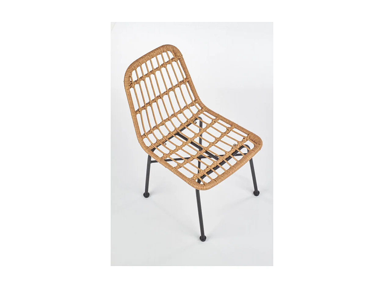 Chaise en rotin synthétique avec pieds en acier noir SOLO