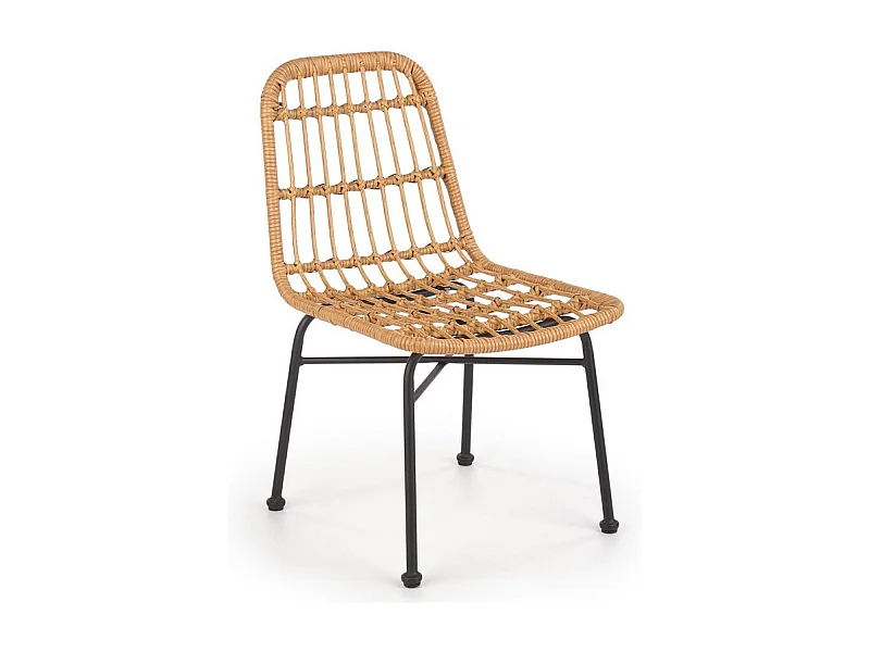 Chaise en rotin synthétique avec pieds en acier noir SOLO