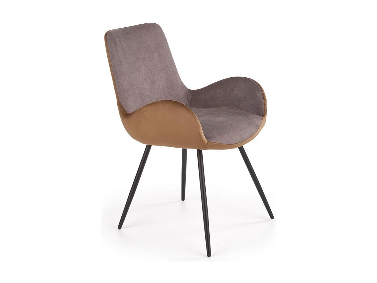 Chaise en tissu de velours gris et marron Milwaukee