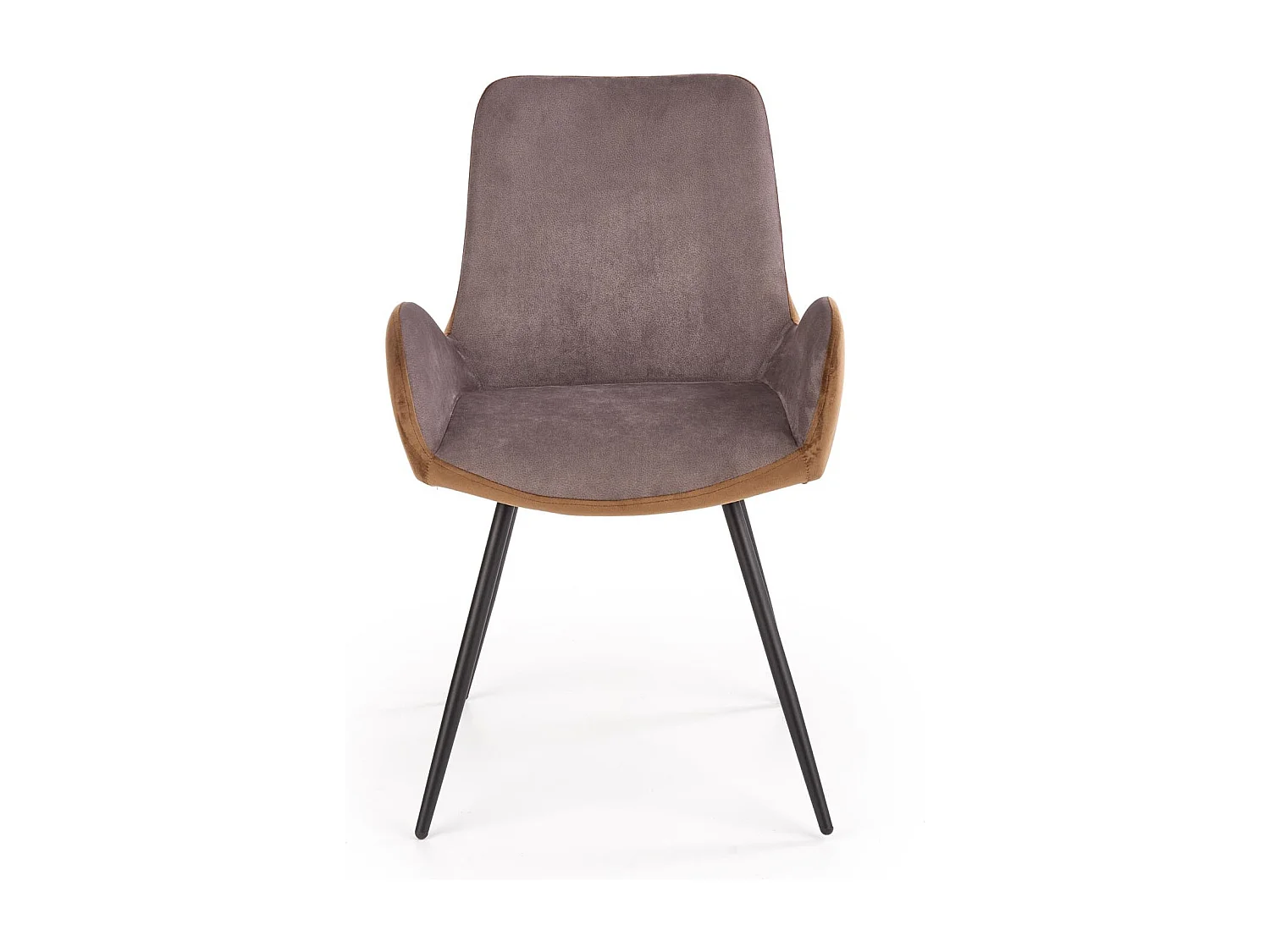 Chaise en tissu de velours gris et marron Milwaukee