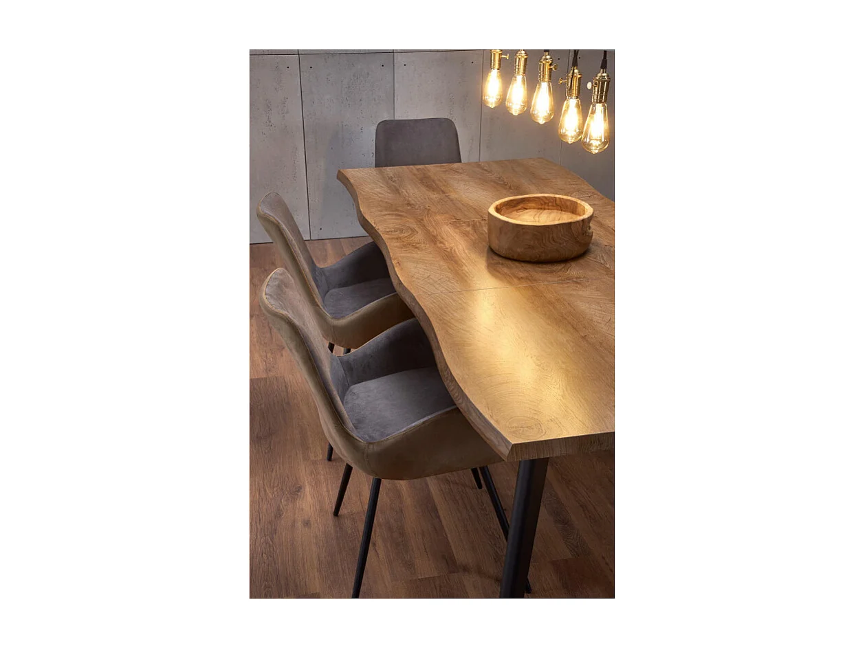 Chaise en tissu de velours gris et marron Milwaukee