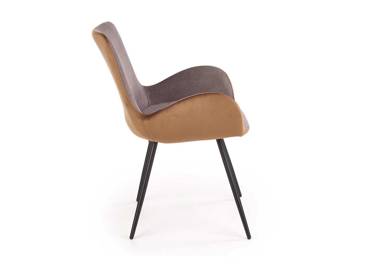 Sedia in tessuto di velluto grigio e marrone Milwaukee