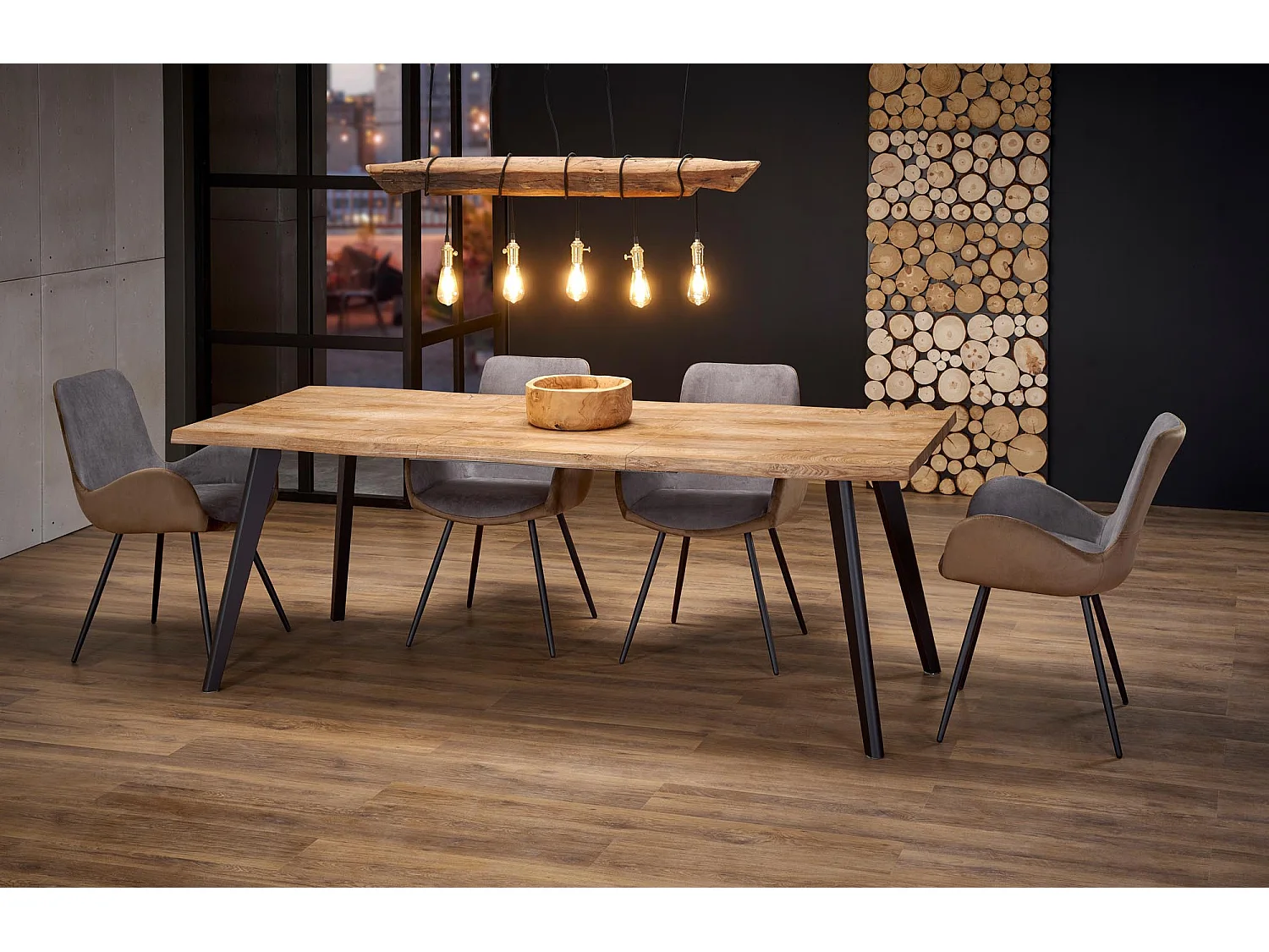 Sedia in tessuto di velluto grigio e marrone Milwaukee