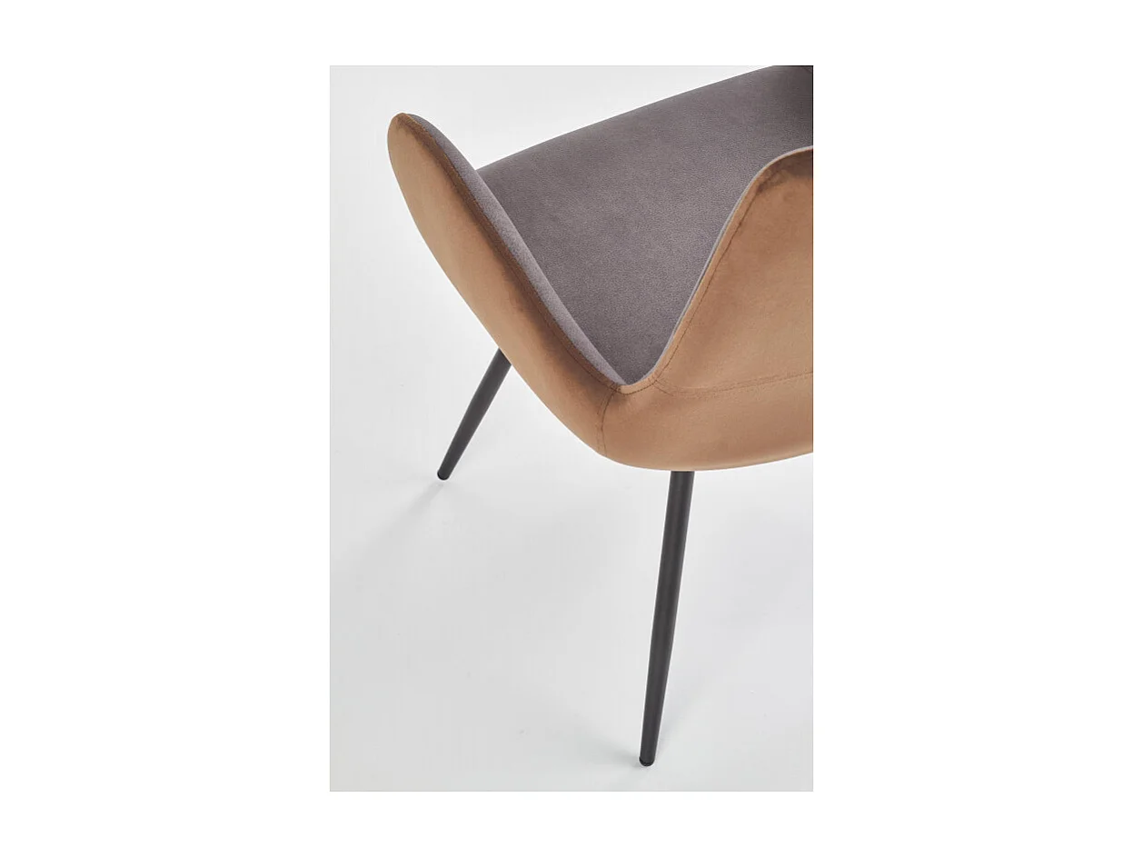 Sedia in tessuto di velluto grigio e marrone Milwaukee