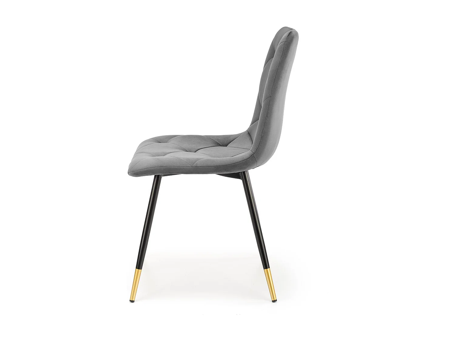 Sedia da pranzo in velluto grigio con gambe in metallo nero e oro BOCHICA