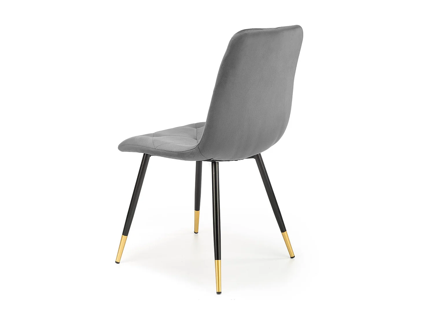 Chaise de salle à manger en velours gris avec pieds en métal noir et doré BOCHICA
