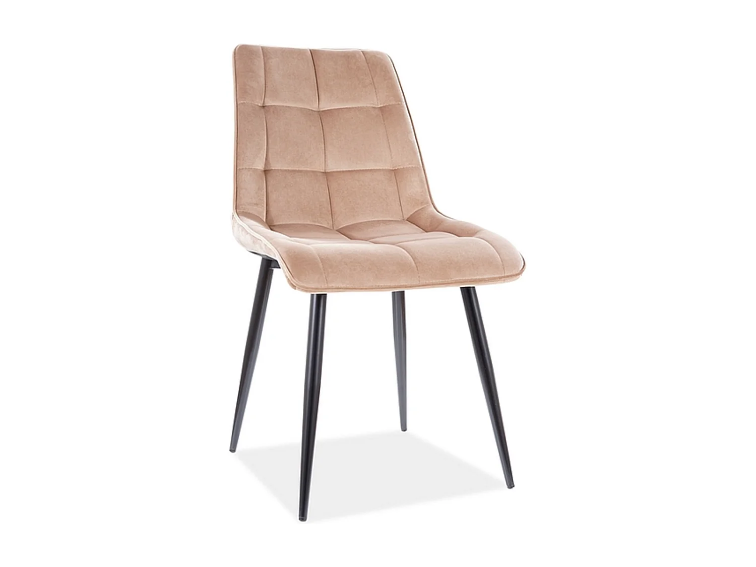 Sedia di design Harriet in velluto beige con gambe nere