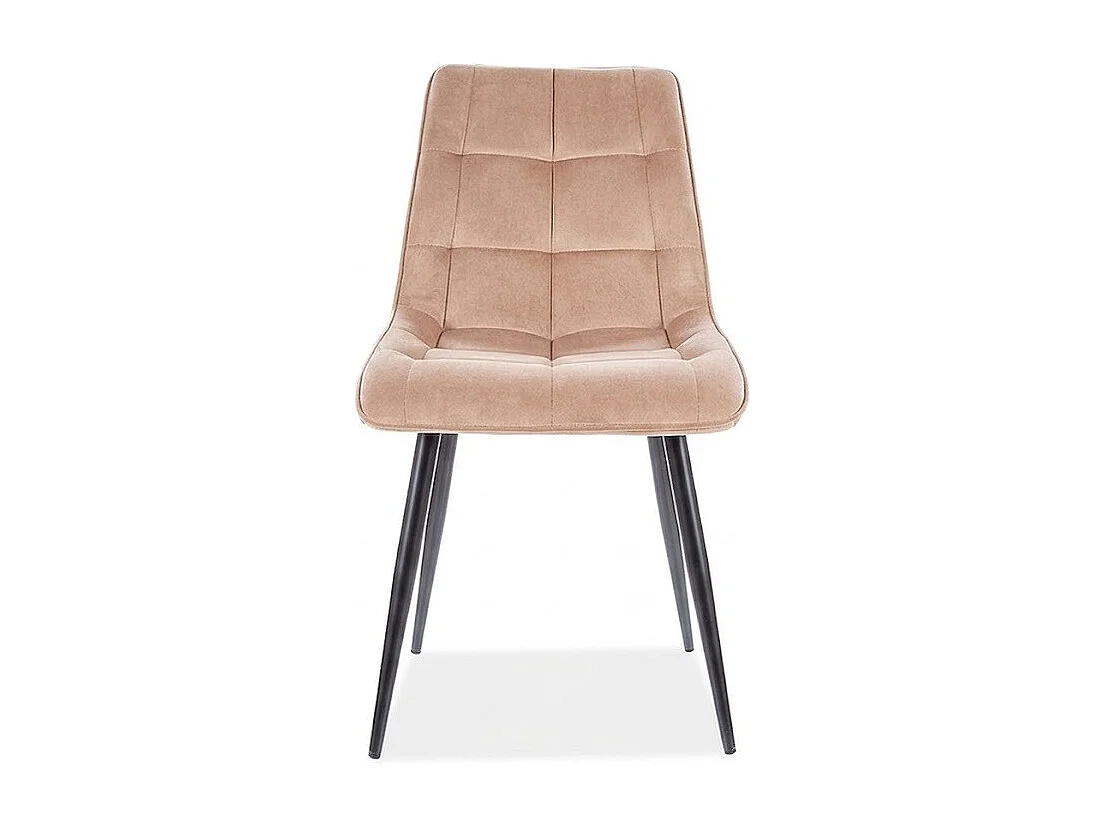 Chaise design velours beige pieds noirs Harriet