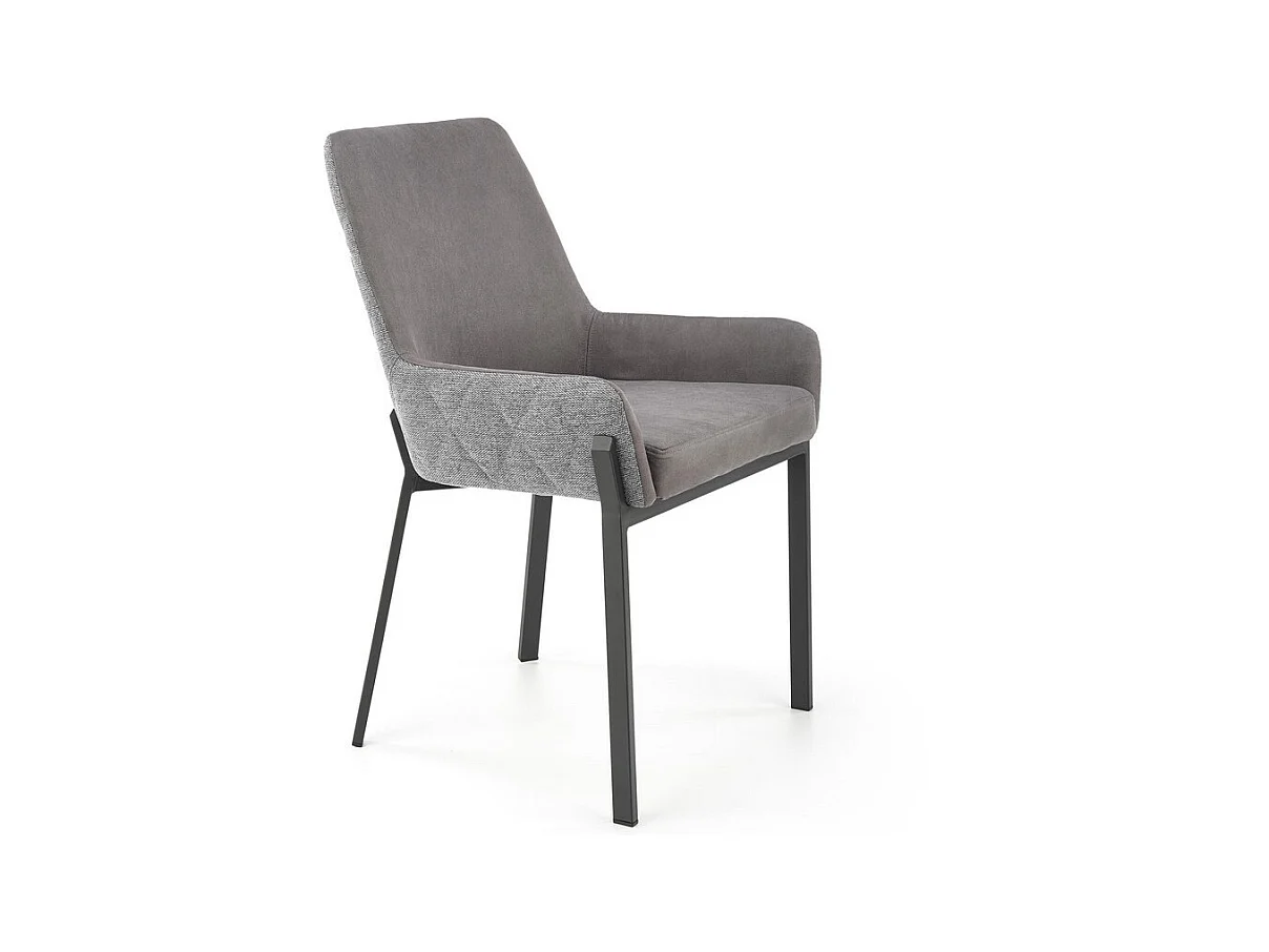 Chaise de salle à manger grise avec pieds en métal noir OGMA