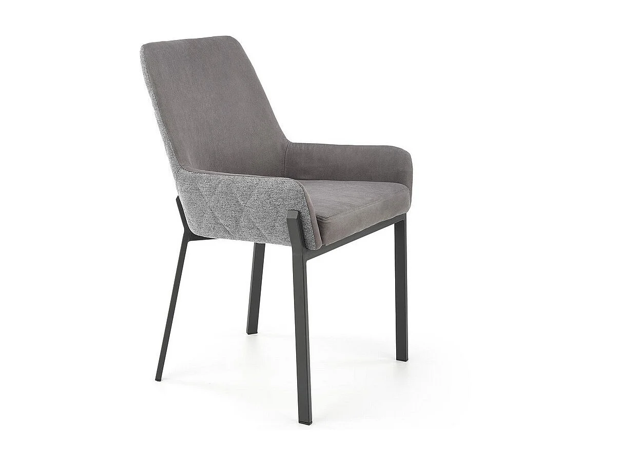 Chaise de salle à manger grise avec pieds en métal noir OGMA