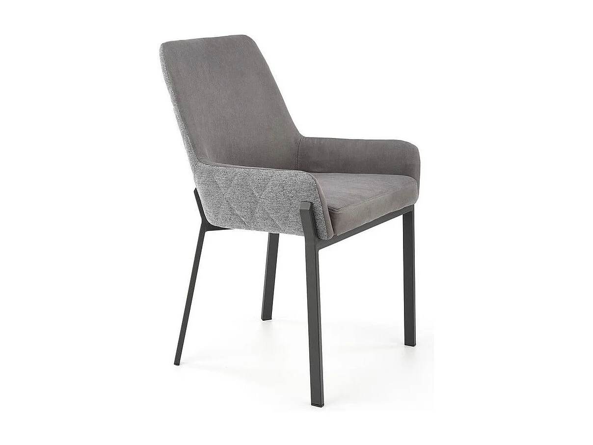 Sedia da pranzo grigia con gambe in metallo nero OGMA