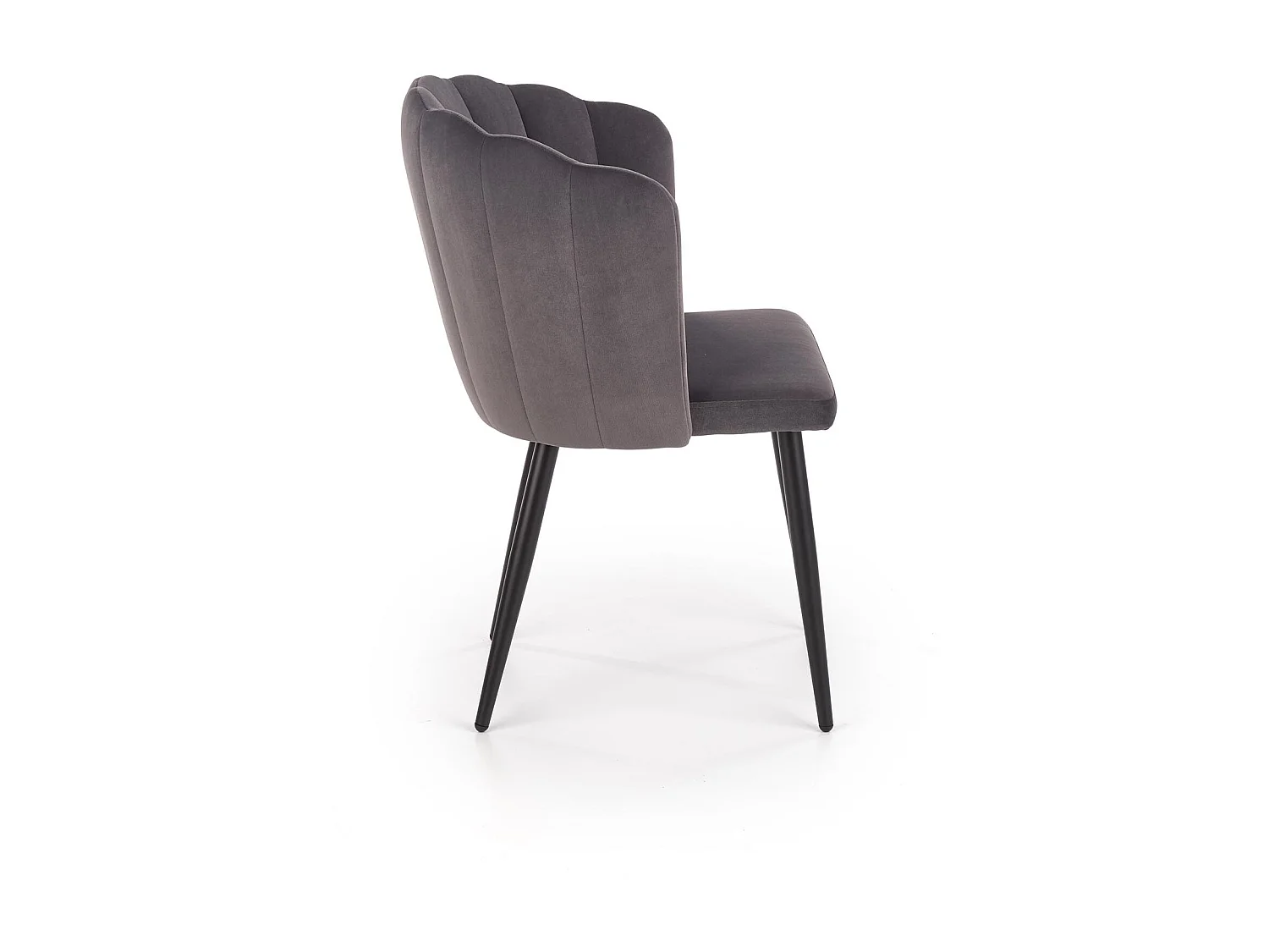 Chaise de salle à manger en velours gris avec pieds métal noir Blois