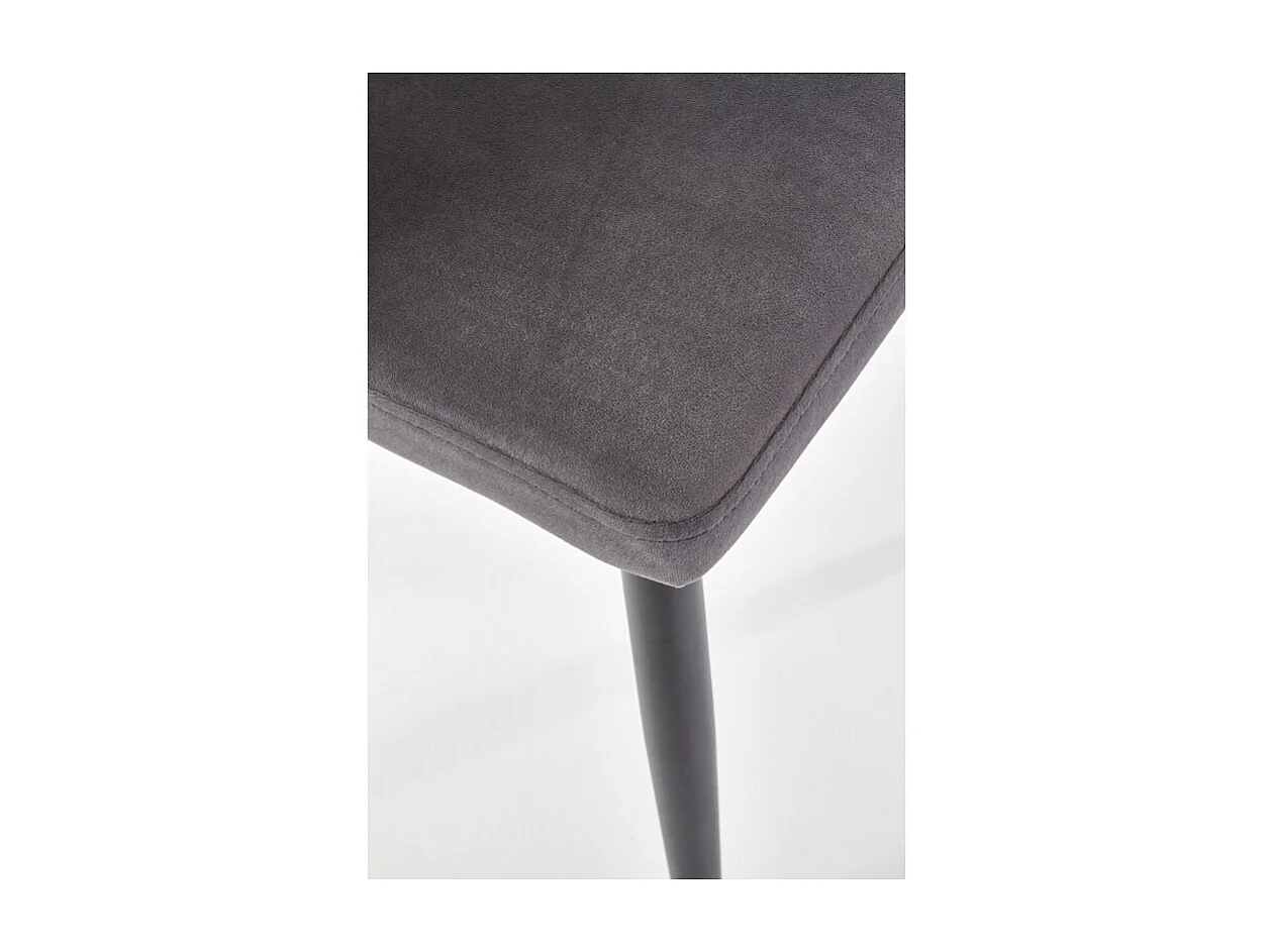 Chaise de salle à manger en velours gris avec pieds métal noir Blois