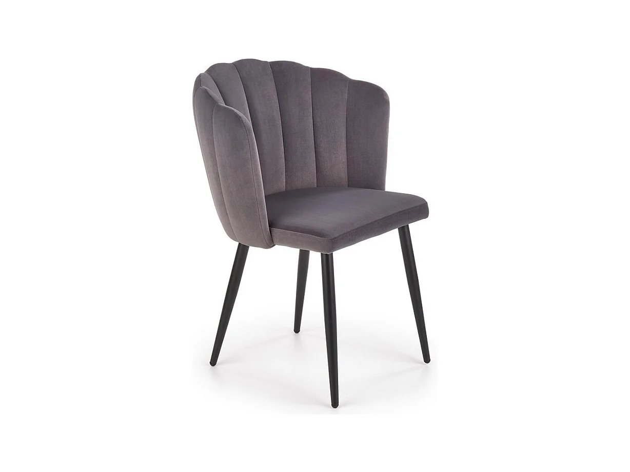 Chaise de salle à manger en velours gris avec pieds métal noir Blois