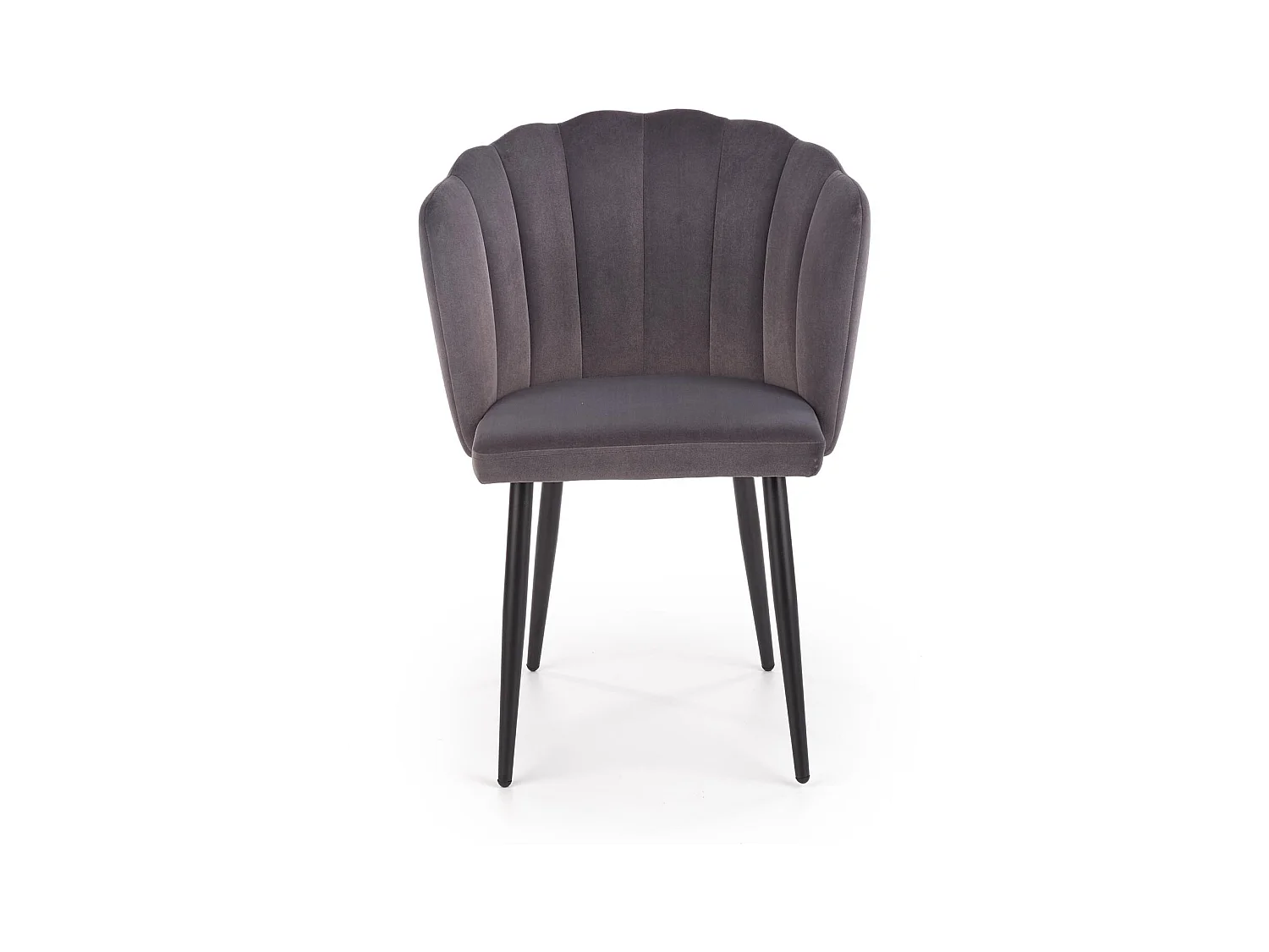 Silla de comedor de terciopelo gris con patas de metal Blois negras