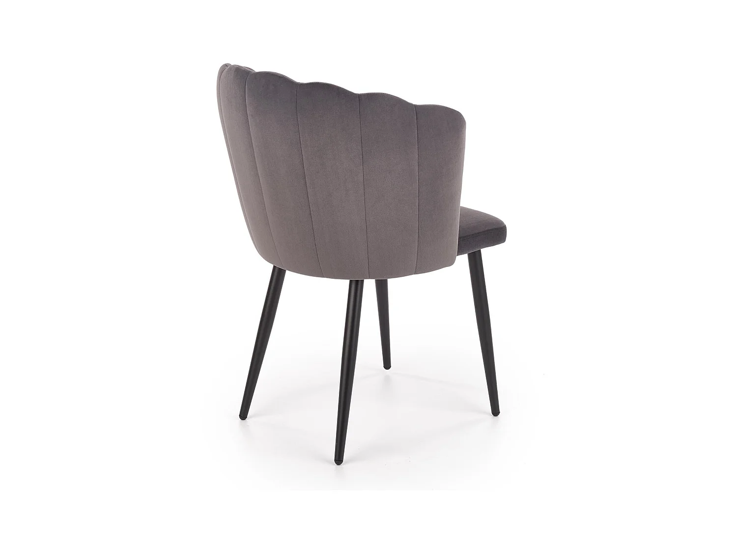 Silla de comedor de terciopelo gris con patas de metal Blois negras