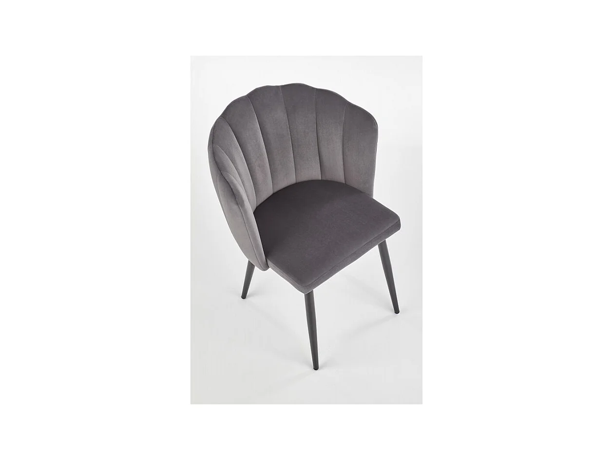 Silla de comedor de terciopelo gris con patas de metal Blois negras