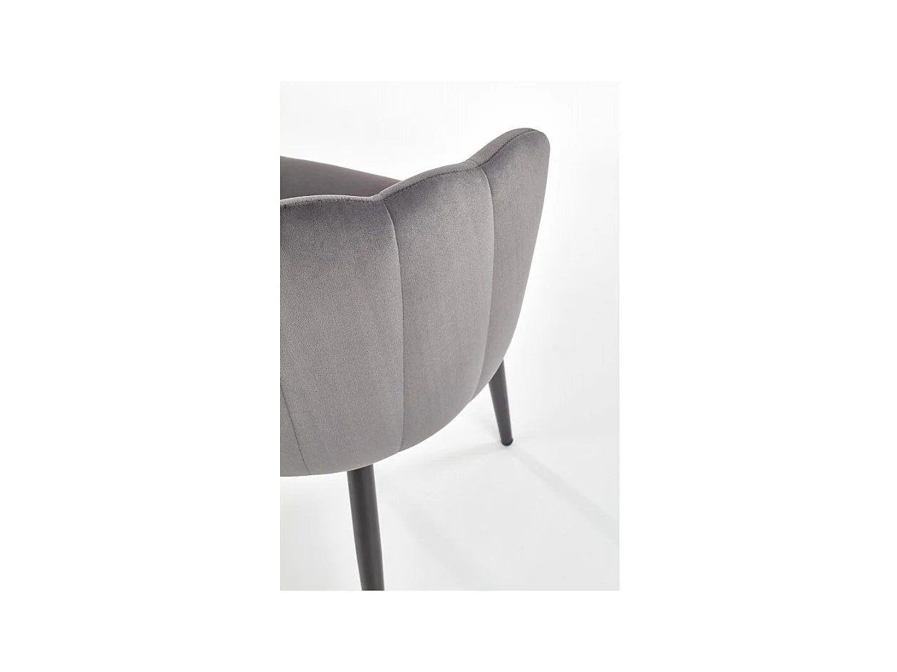 Silla de comedor de terciopelo gris con patas de metal Blois negras