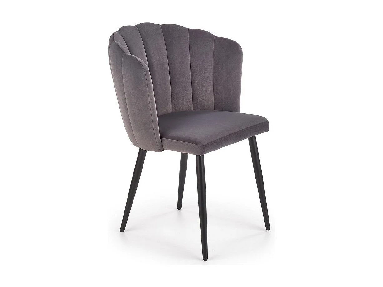 Chaise de salle à manger en velours gris avec pieds métal noir Blois